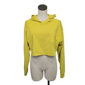 Lululemon All Yours Cropped Athletic Hoodie Womens Size 12 Yellow Athleisure‎